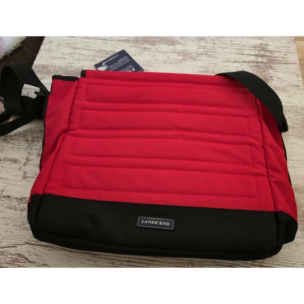 Lands' End Cool Blue Light-Up Messenger Bag Red Black Laptop Commuter B4C-MB